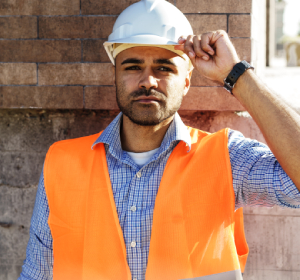 cool boy on construction site